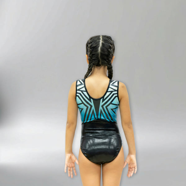 Blue Power Sleeveless Girl Gymnastics Leotard