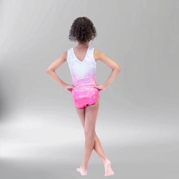 Sparkling Pink Sleeveless Girl Gymnastics Leotard