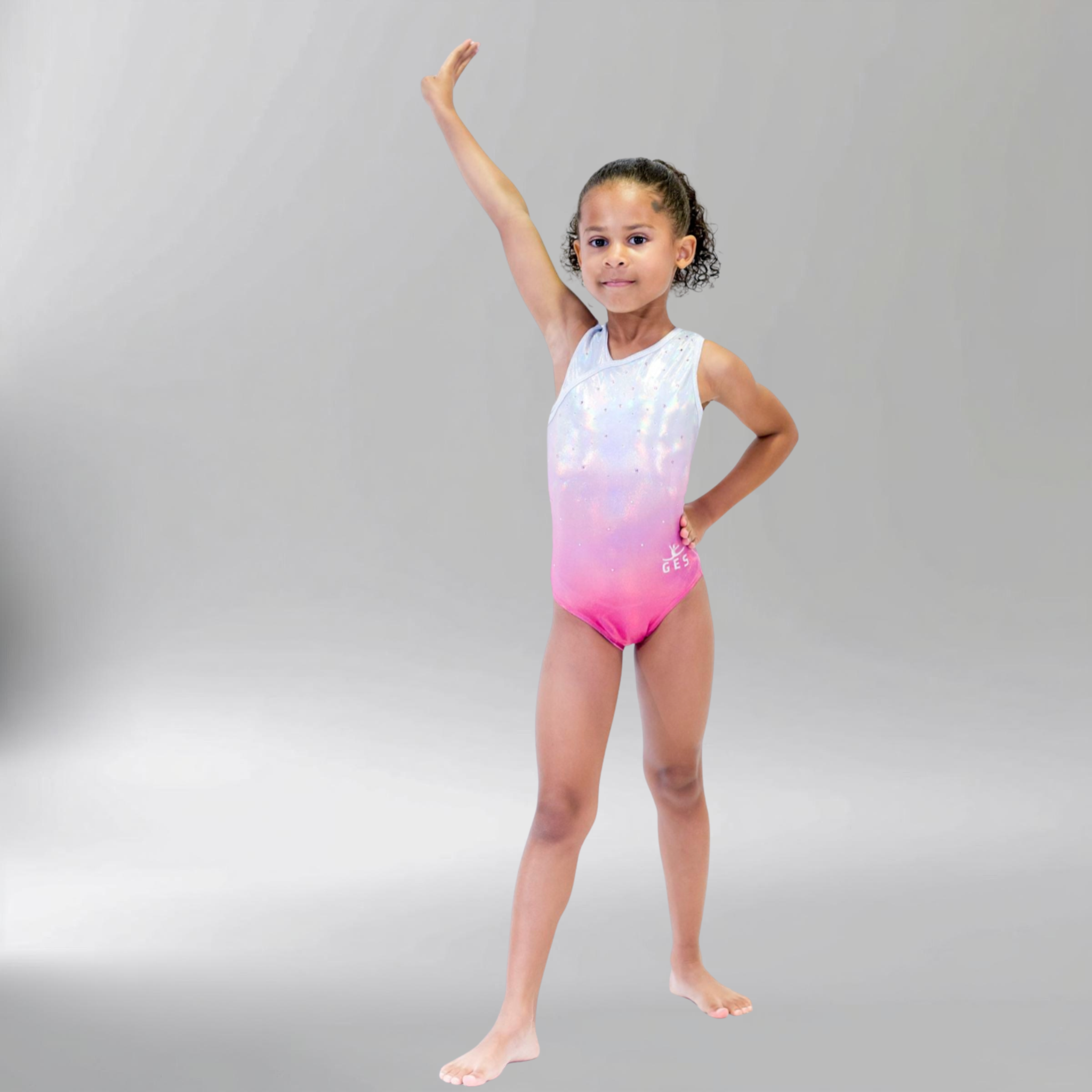 Sparkling Pink Sleeveless Girl Gymnastics Leotard