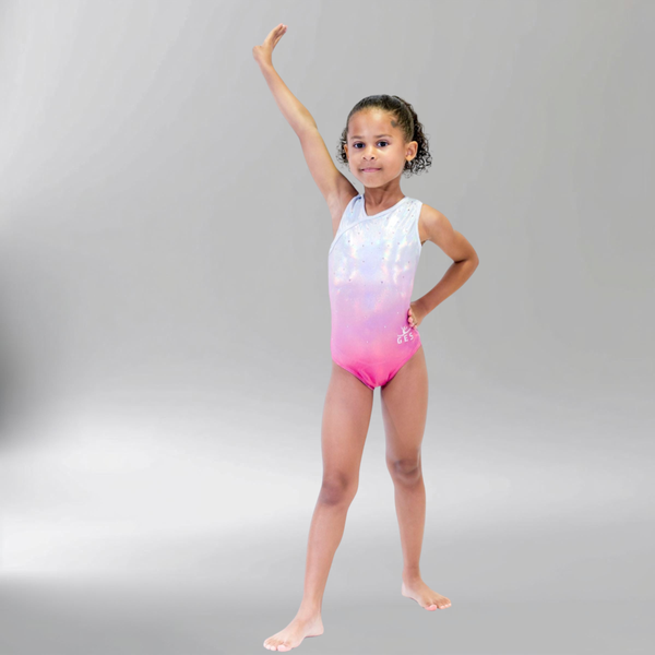 Sparkling Pink Sleeveless Girl Gymnastics Leotard