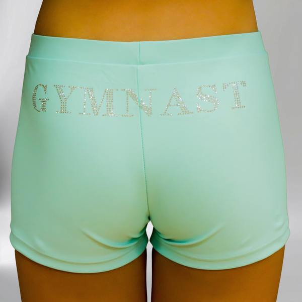 Light Turquoise Girl Lycra Gymnastics Shorts