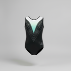 Black and Turquoise Galaxy Sleeveless Girl Gymnastics Leotard 3D