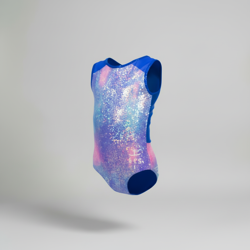 Bright Blueberry Sleeveless Girl Gymnastics Leotard 3D view