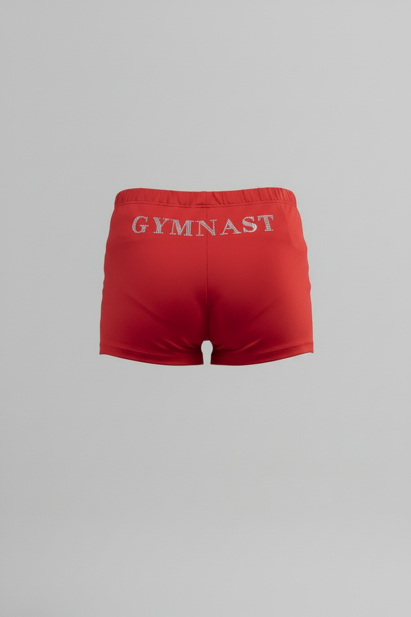 Red gymnastic short lycra back view