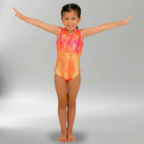 Sparkly Peach Sleeveless Girl Gymnastics Leotard