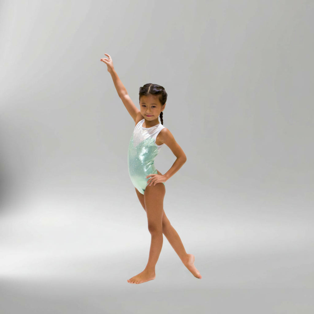 Aquamarine Delight Sleeveless Girl Gymnastics Leotard