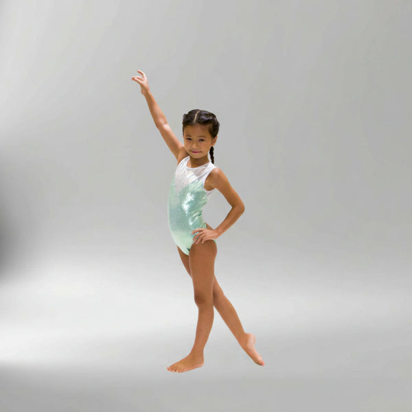 Aquamarine Delight Sleeveless Girl Gymnastics Leotard