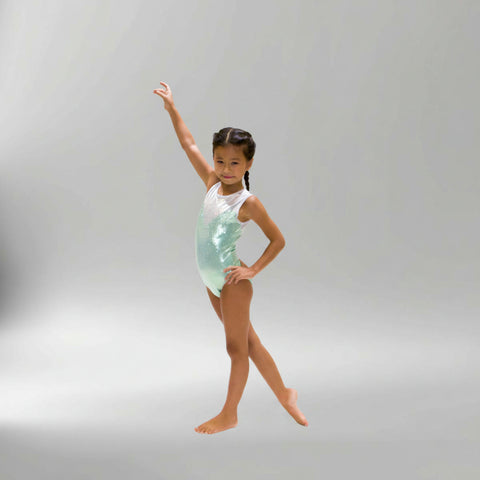 Aquamarine Delight Sleeveless Girl Gymnastics Leotard