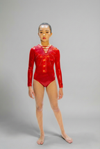 Aldebaran Red Long Sleeves Girl Gymnastics Leotard front