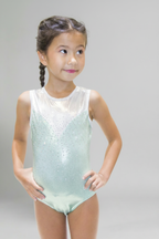 Aquamarine Delight Sleeveless Girl Gymnastics Leotard front view