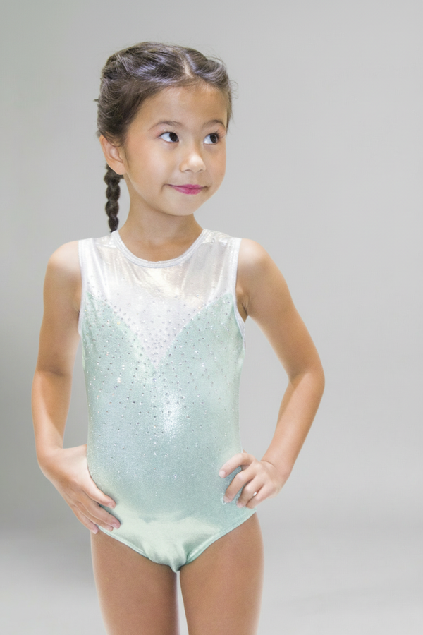 Aquamarine Delight Sleeveless Girl Gymnastics Leotard front view