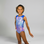 Bright Blueberry Sleeveless Girl Gymnastics Leotard front view