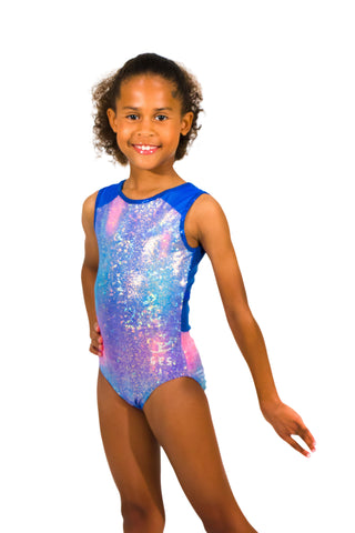 Bright Blueberry Sleeveless Girl Gymnastics Leotard