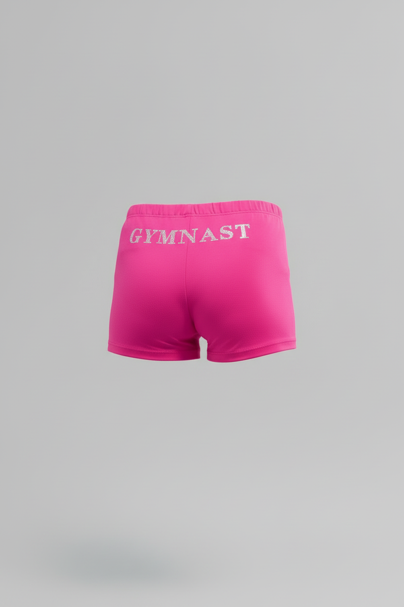 Bright Pink Girl Lycra Gymnastics Shorts back view