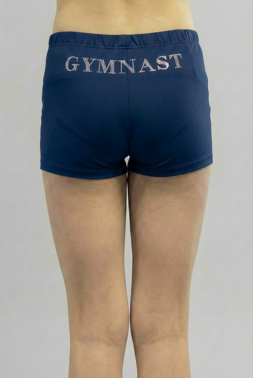 Dark Blue Girl Lycra Gymnastics Shorts GES back