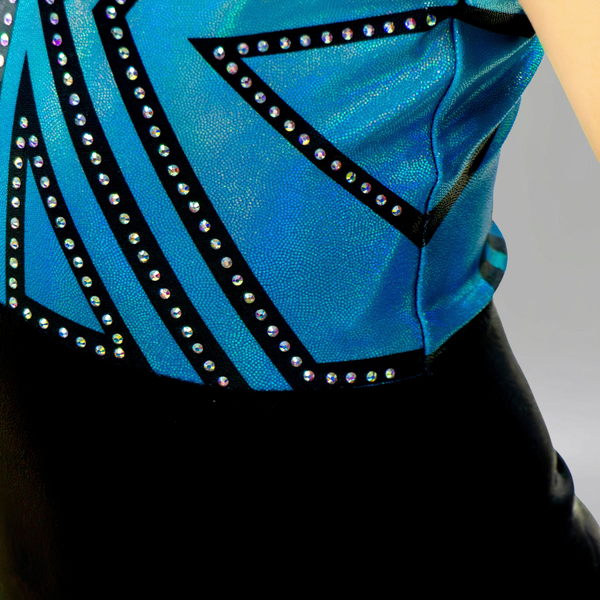 Blue Power Sleeveless Girl Gymnastics Leotard