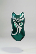Electric Dark Green Sleeveless Girl Gymnastics Leotard 3D