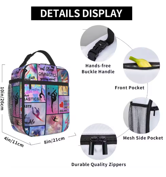 Gymnastics Lovers Insulated Lunch Box Bag