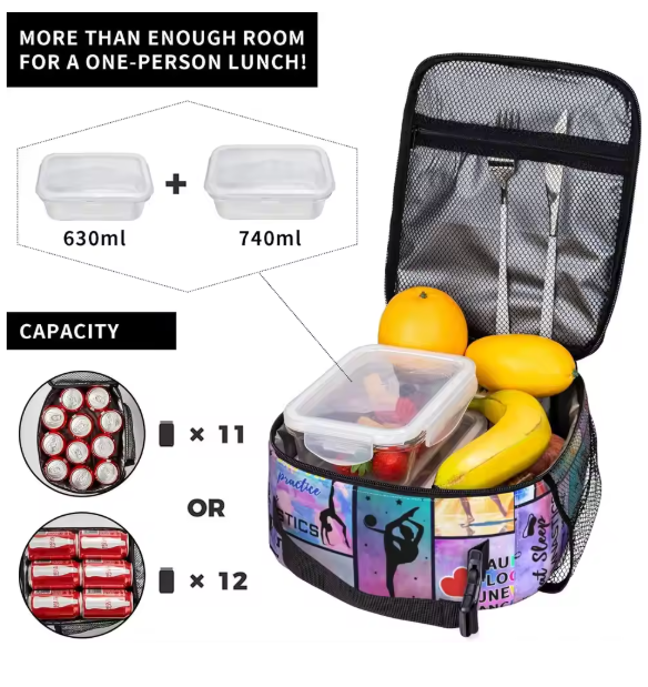 Gymnastics Lovers Insulated Lunch Box Bag