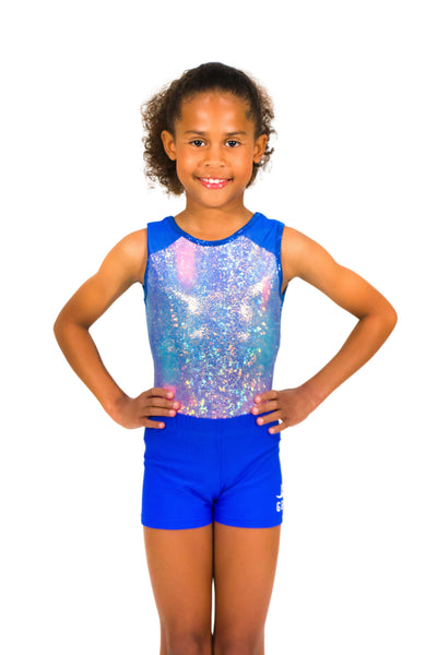 Bright Blueberry Sleeveless Girl Gymnastics Leotard