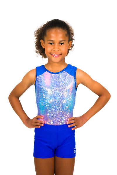 Bright Blueberry Blue Girl Lycra Gymnastics Shorts
