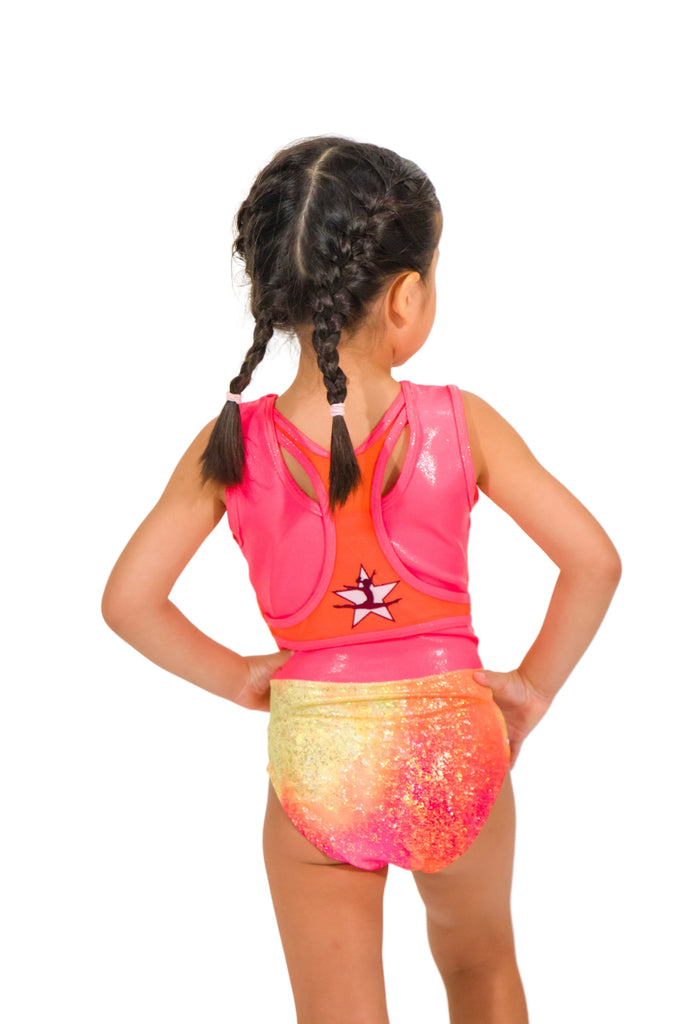 Sparkly Peach Sleeveless Girl Gymnastics Leotard – Gym Elite Sportswears