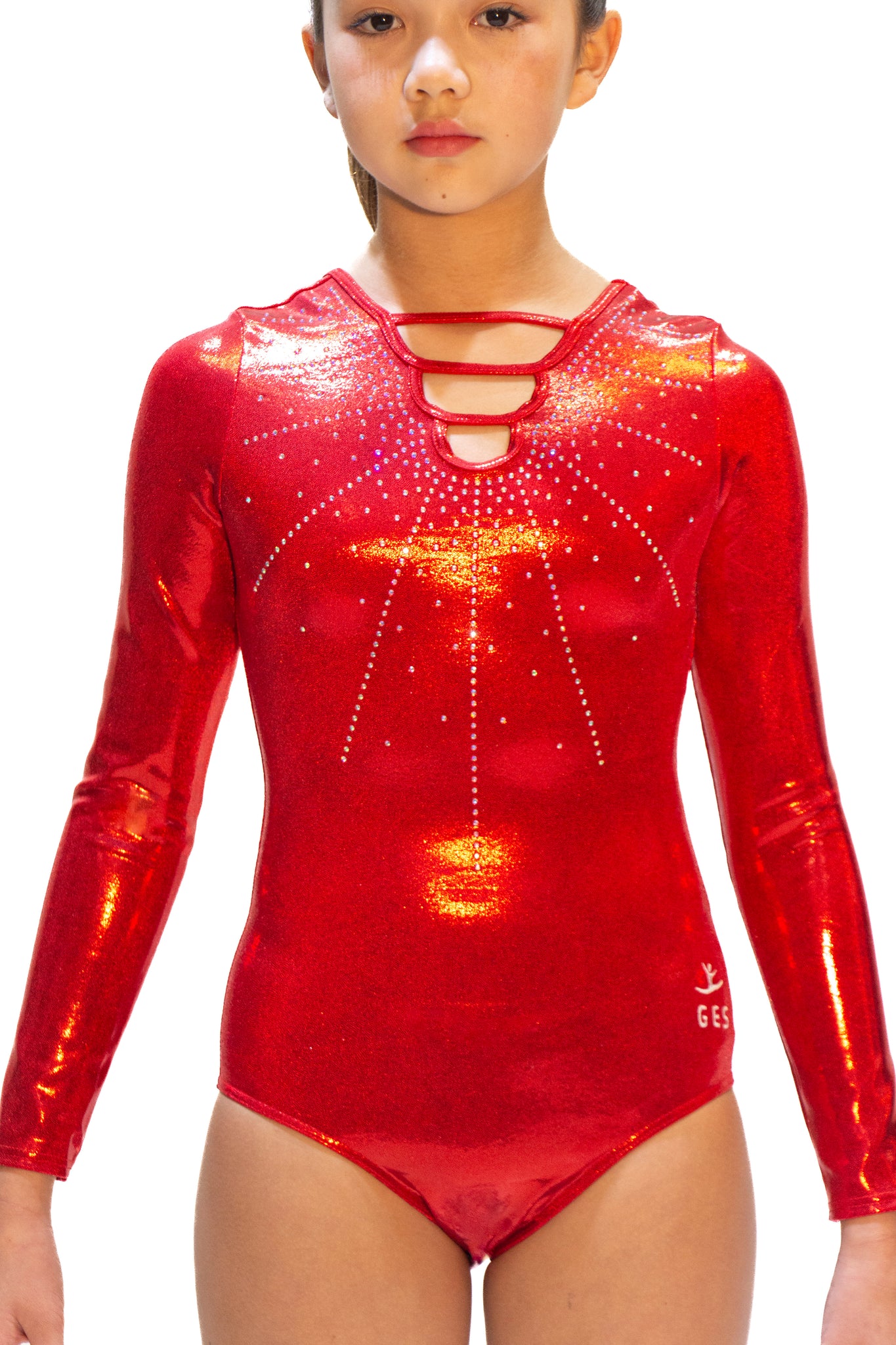 Aldebaran Red Long Sleeves Girl Gymnastics Leotard