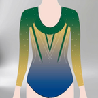Shrewsbury 3/4 Sleeves Gymnastics Girl Leotard by GES, 3/4 sleeves with flowing graphic pattern