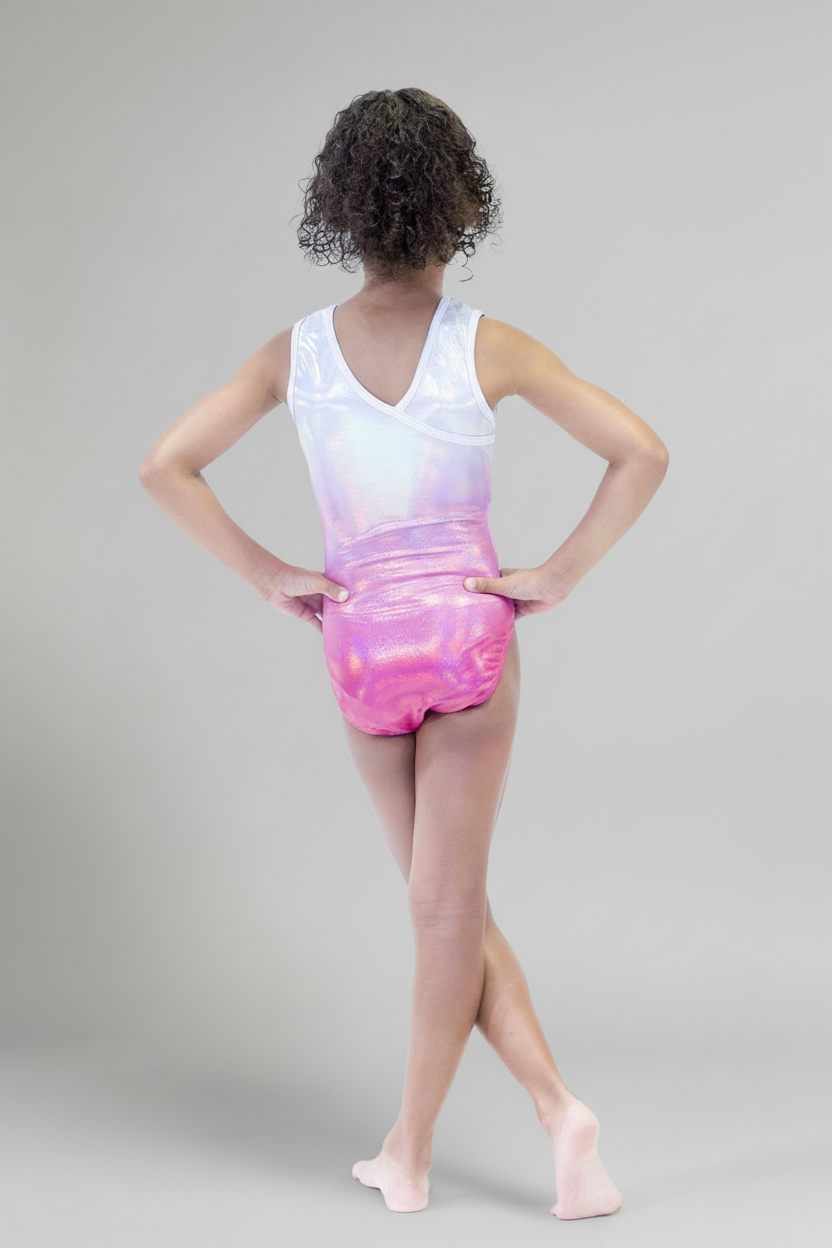 Sparkling Pink Sleeveless Girl Gymnastics Leotard