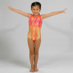Sparkly Peach Sleeveless Girl Gymnastics Leotard