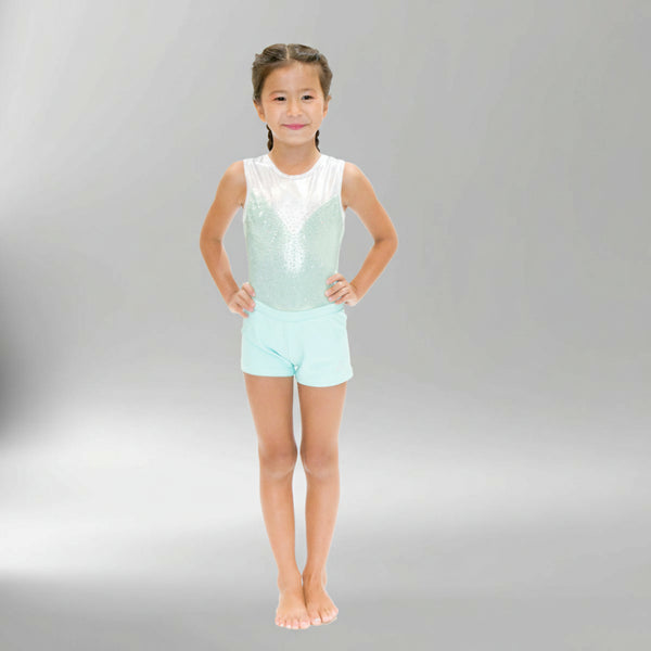 Aquamarine Delight Sleeveless Girl Gymnastics Leotard