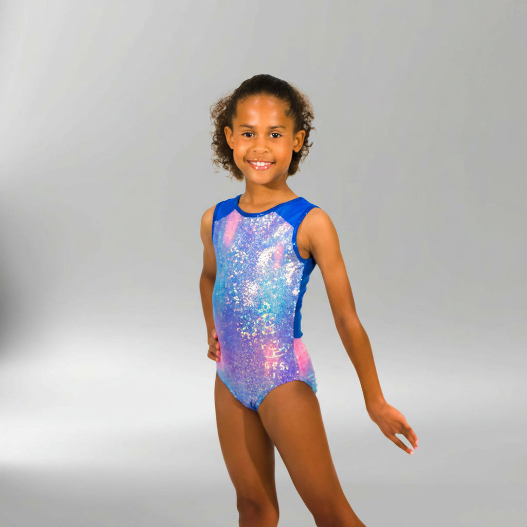 Bright Blueberry Sleeveless Girl Gymnastics Leotard