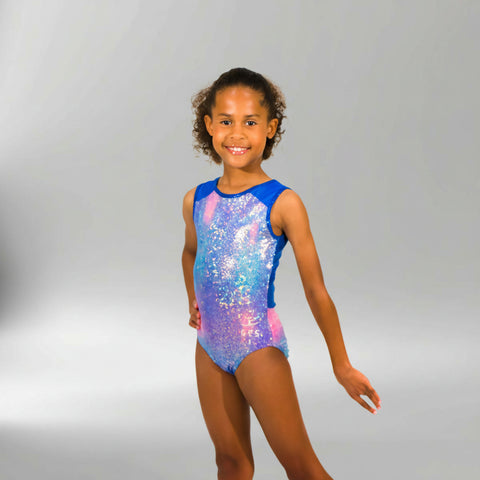 Bright Blueberry Sleeveless Girl Gymnastics Leotard