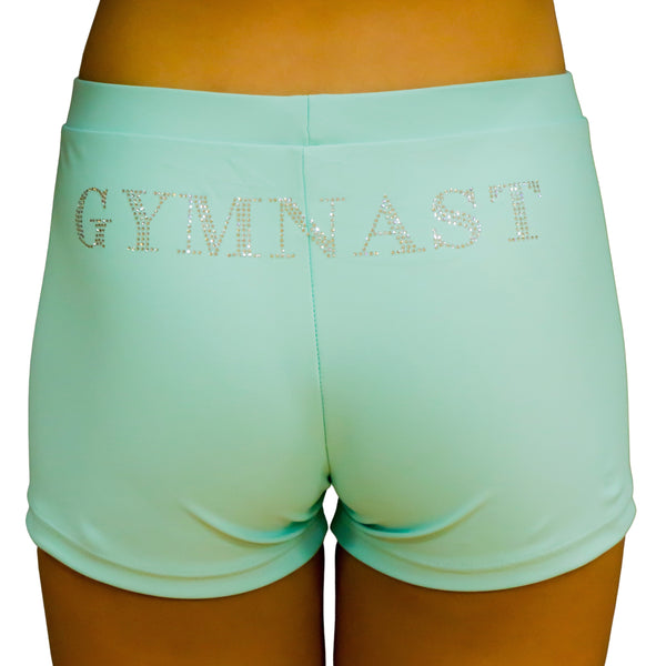 Light Turquoise Girl Lycra Gymnastics Shorts