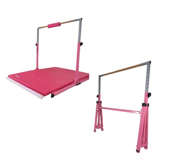 GES "Swing Like a Pro" gymnastics Foldable & Adjustable Bar + Mat for the Gym or Home